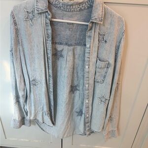 RAILS Denim Star Embroidered Shirt